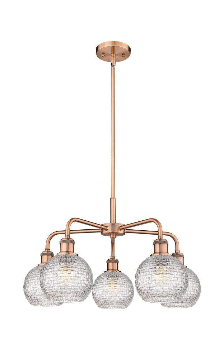 Innovations Lighting Athens 6" Chandelier Chandeliers Innovations Lighting Antique Copper Clear Basket Weave ; Glass Type: Clear Basket Weave 