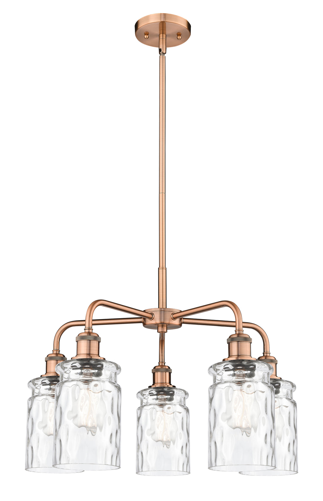 Innovations Lighting Candor 5" Chandelier Chandeliers Innovations Lighting Antique Copper Clear Waterglass ; Glass Type: Frosted; Ribbed 