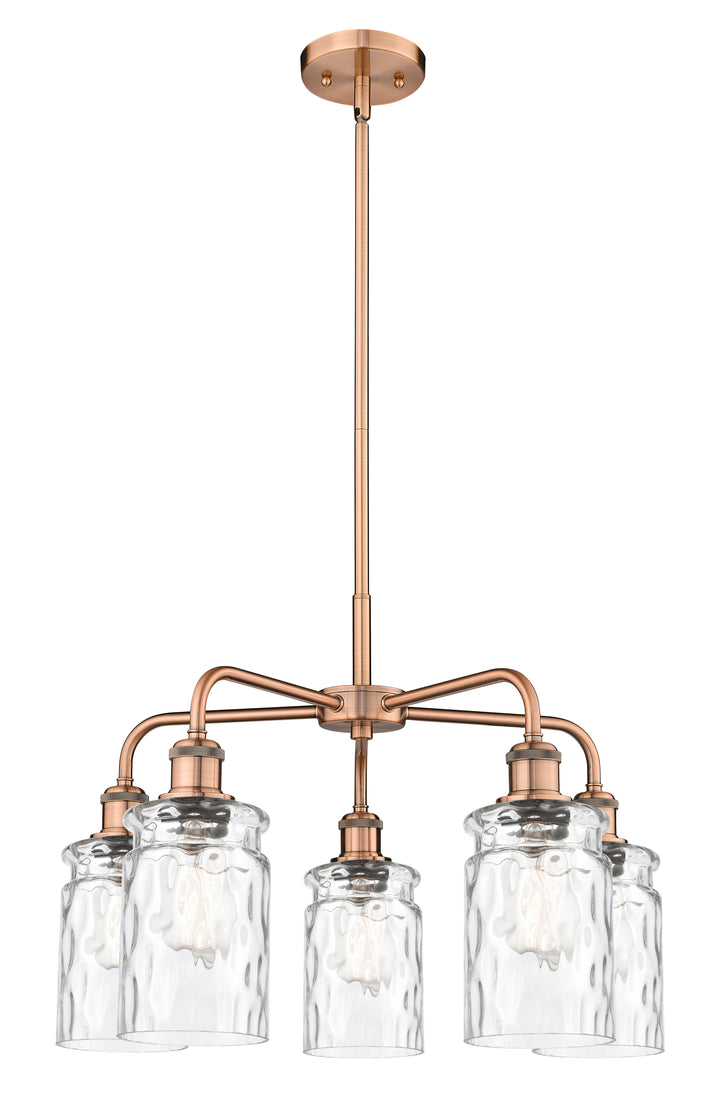 Innovations Lighting Candor 5" Chandelier Chandeliers Innovations Lighting Antique Copper Clear Waterglass ; Glass Type: Frosted; Ribbed 