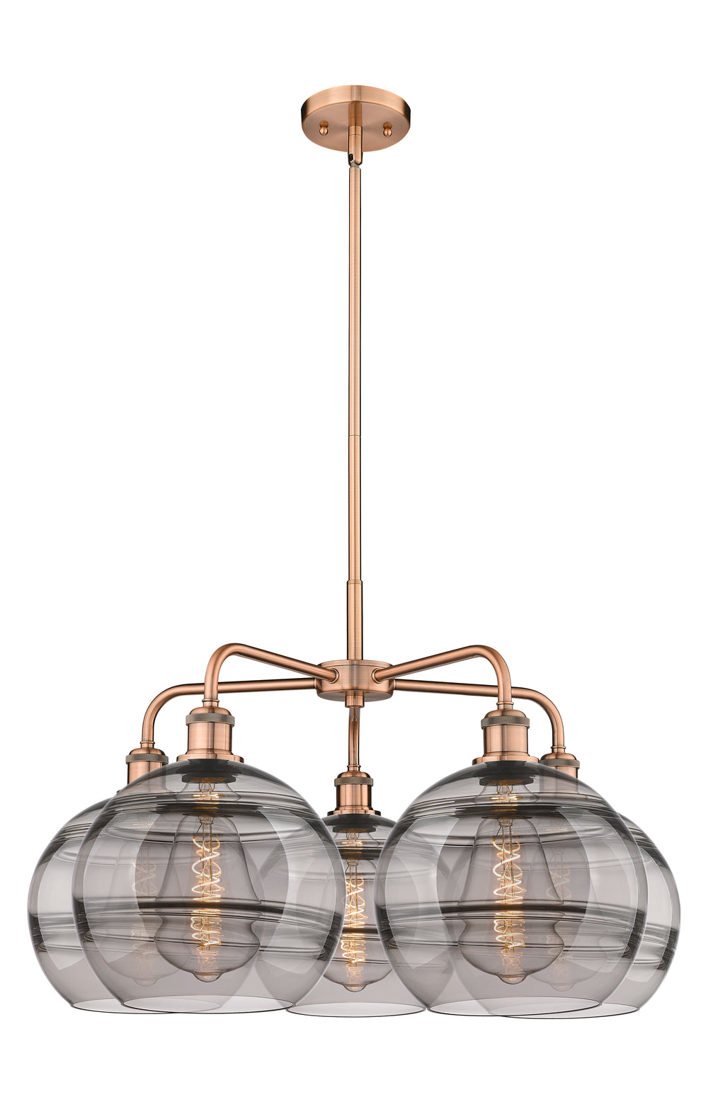 Innovations Lighting Rochester 10" Chandelier - Antique Copper Chandeliers Innovations Lighting Light Smoke ; Glass Type: Smoked  