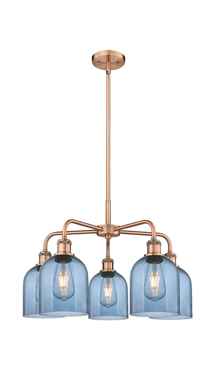 Innovations Lighting Bella 6" Chandelier Chandeliers Innovations Lighting Antique Copper Blue  ; Glass Type: Blue 