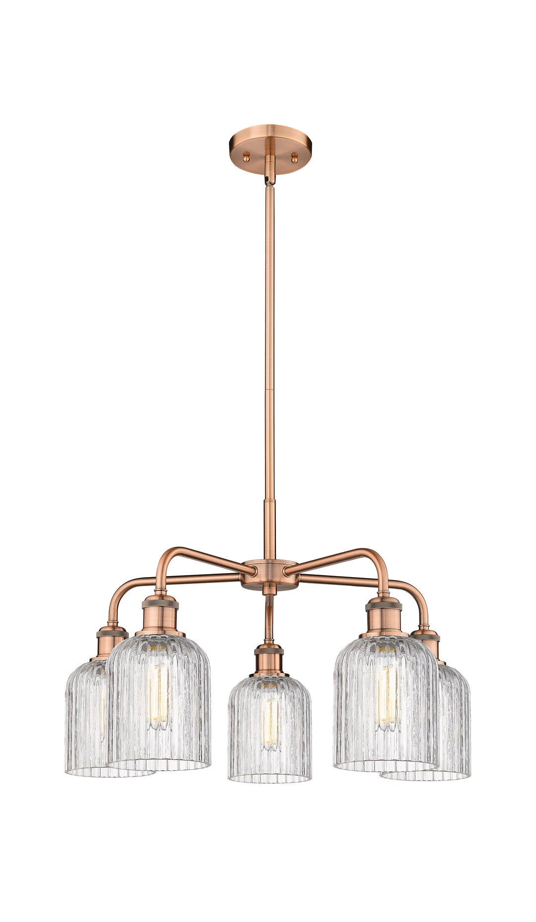 Innovations Lighting Bridal Veil 5" Chandelier Chandeliers Innovations Lighting Antique Copper Clear ; Glass Type: Clear; Ribbed 