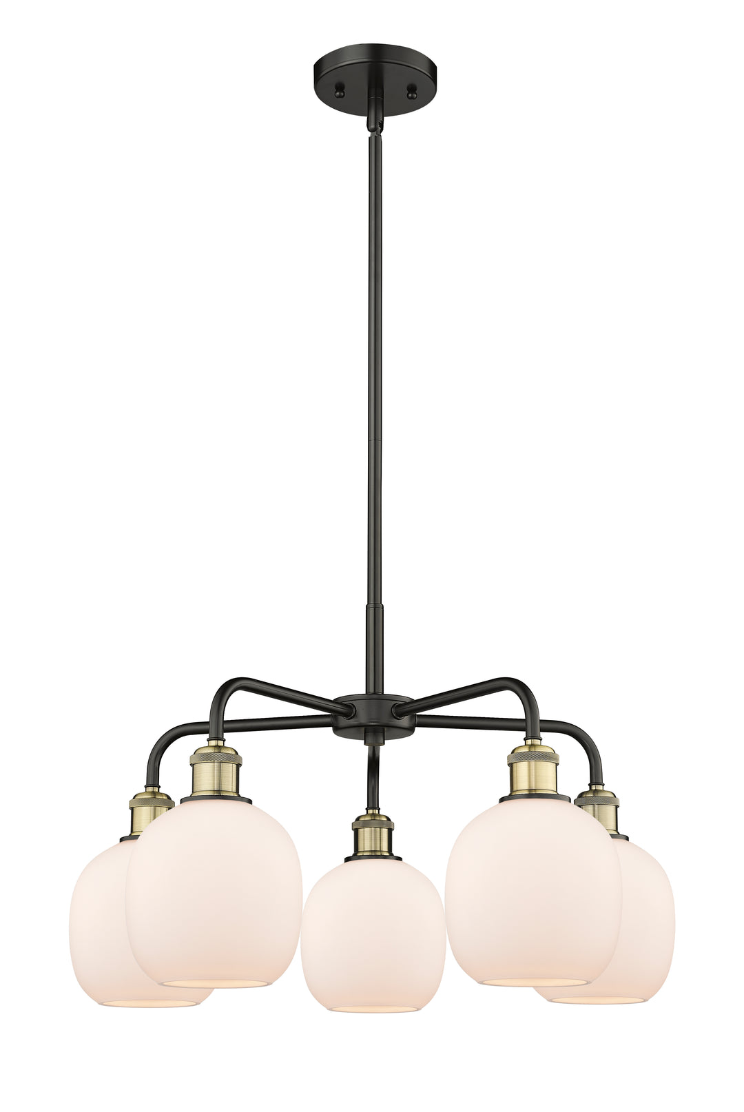 Innovations Lighting Belfast 6" Chandelier Chandeliers Innovations Lighting Black Antique Brass Matte White ; Glass Type: White 