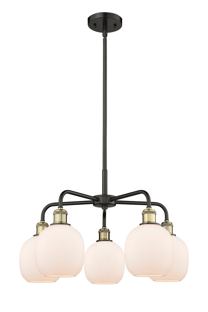 Innovations Lighting Belfast 6" Chandelier Chandeliers Innovations Lighting Black Antique Brass Matte White ; Glass Type: White 