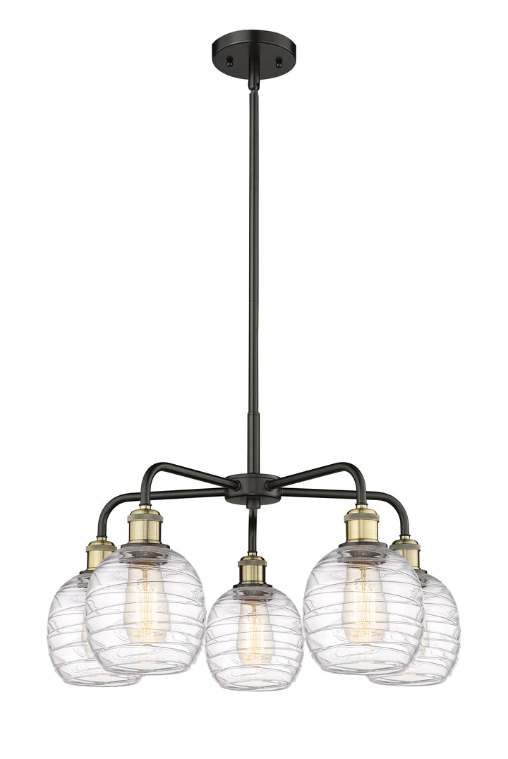 Innovations Lighting Belfast 6" Chandelier Chandeliers Innovations Lighting Black Antique Brass Deco Swirl ; Glass Type: Clear 