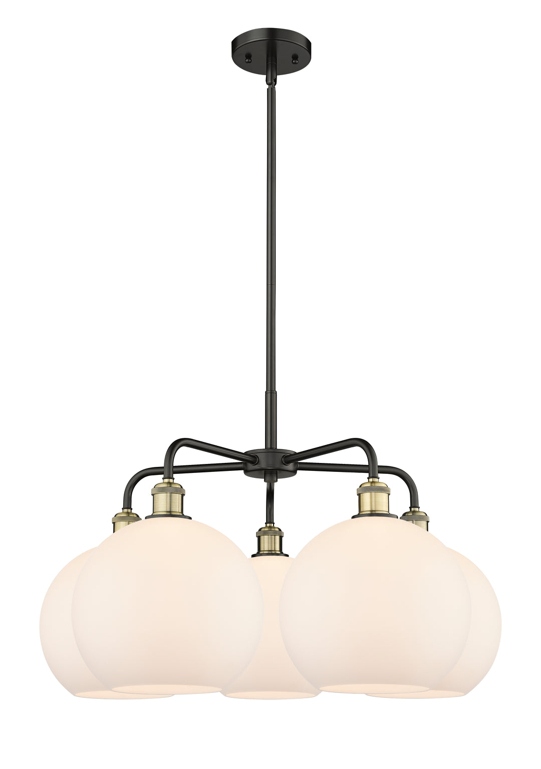 Innovations Lighting Athens 10" Chandelier Chandeliers Innovations Lighting Black Antique Brass Matte White ; Glass Type: White 