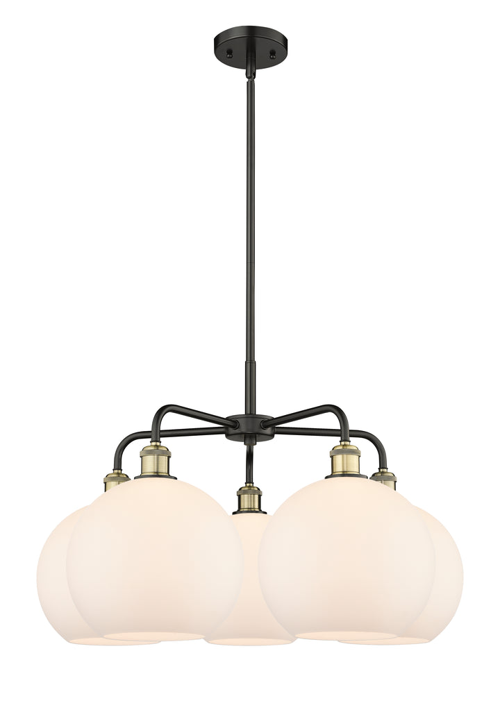 Innovations Lighting Athens 10" Chandelier Chandeliers Innovations Lighting Black Antique Brass Matte White ; Glass Type: White 