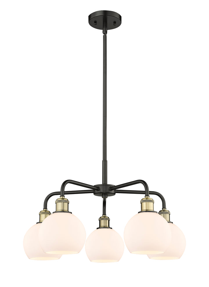 Innovations Lighting Athens 6" Chandelier Chandeliers Innovations Lighting Black Antique Brass Matte White ; Glass Type: White 