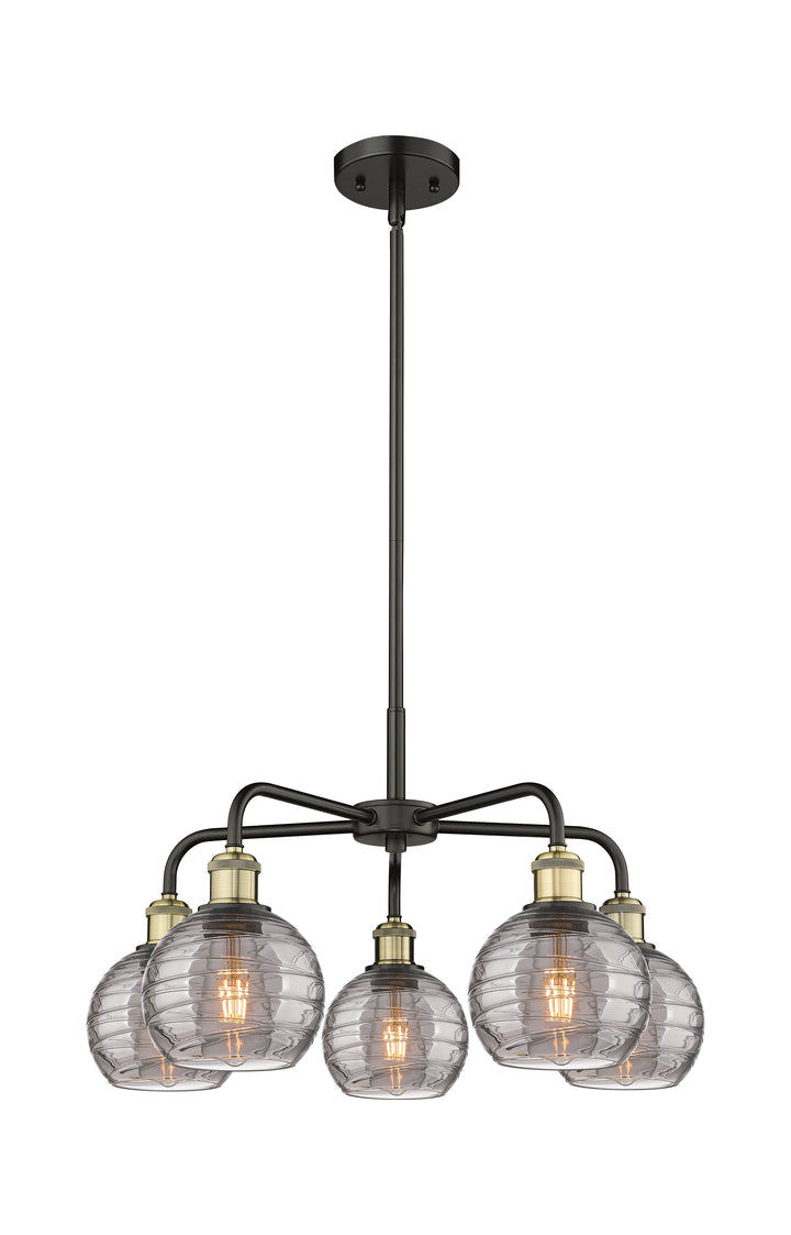 Innovations Lighting Athens Deco Swirl 6" Chandelier Chandeliers Innovations Lighting Black Antique Brass Light Smoke Deco Swirl ; Glass Type: Smoked 