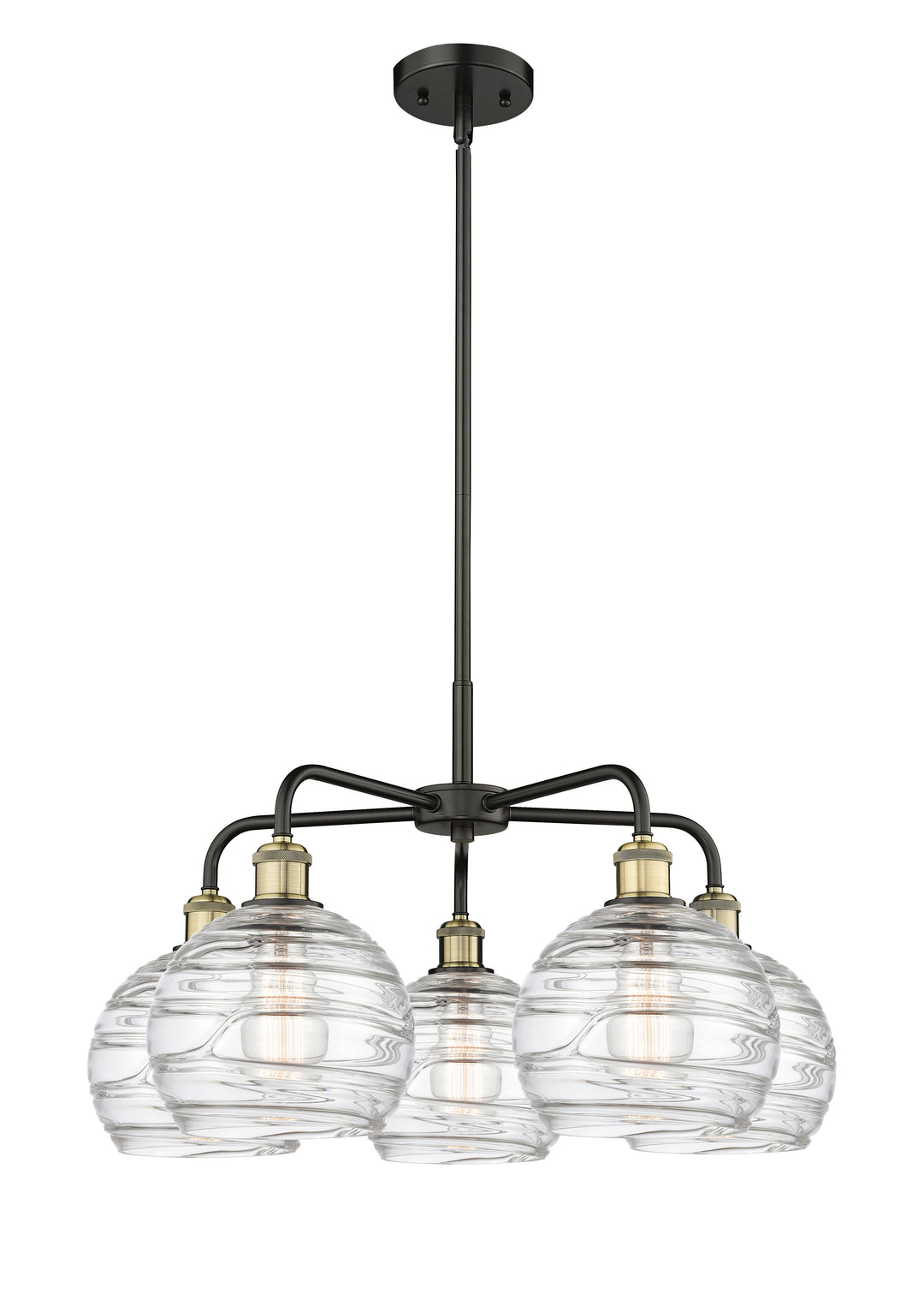 Innovations Lighting Athens Deco Swirl 8" Chandelier Chandeliers Innovations Lighting Black Antique Brass Clear Deco Swirl ; Glass Type: Cleat 