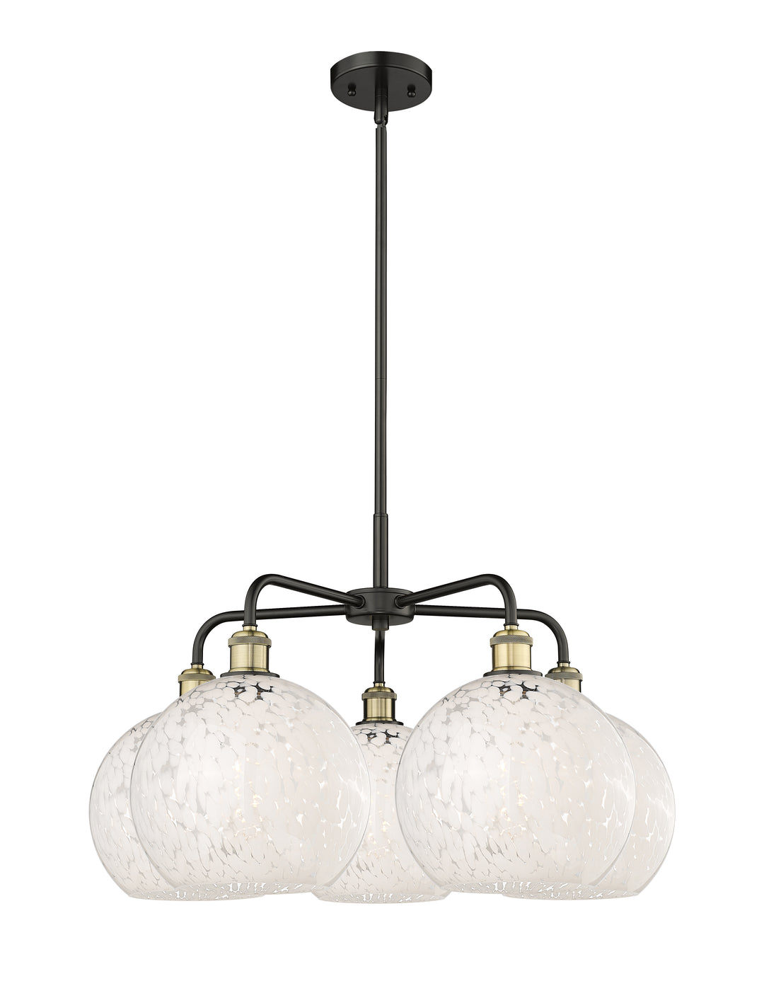 Innovations Lighting White Mouchette 10" Chandelier - Black Antique Brass