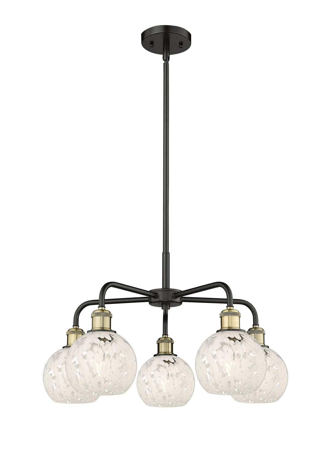 Innovations Lighting White Mouchette 6" Chandelier - Black Antique Brass