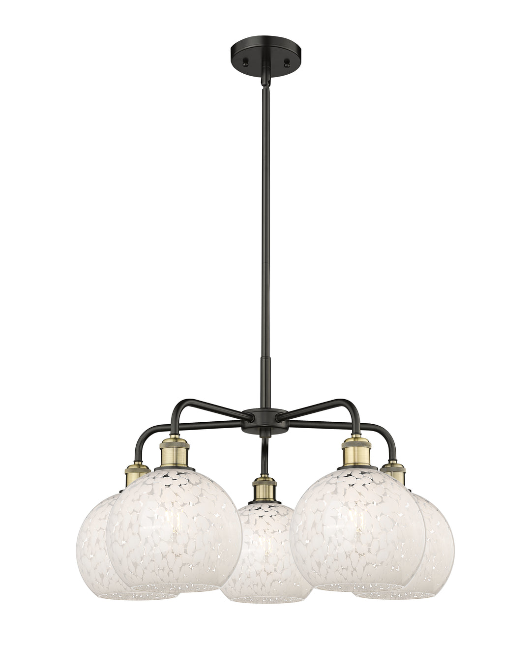 Innovations Lighting White Mouchette 8" Chandelier - Black Antique Brass Chandeliers Innovations Lighting White Mouchette ; Glass Type: White  