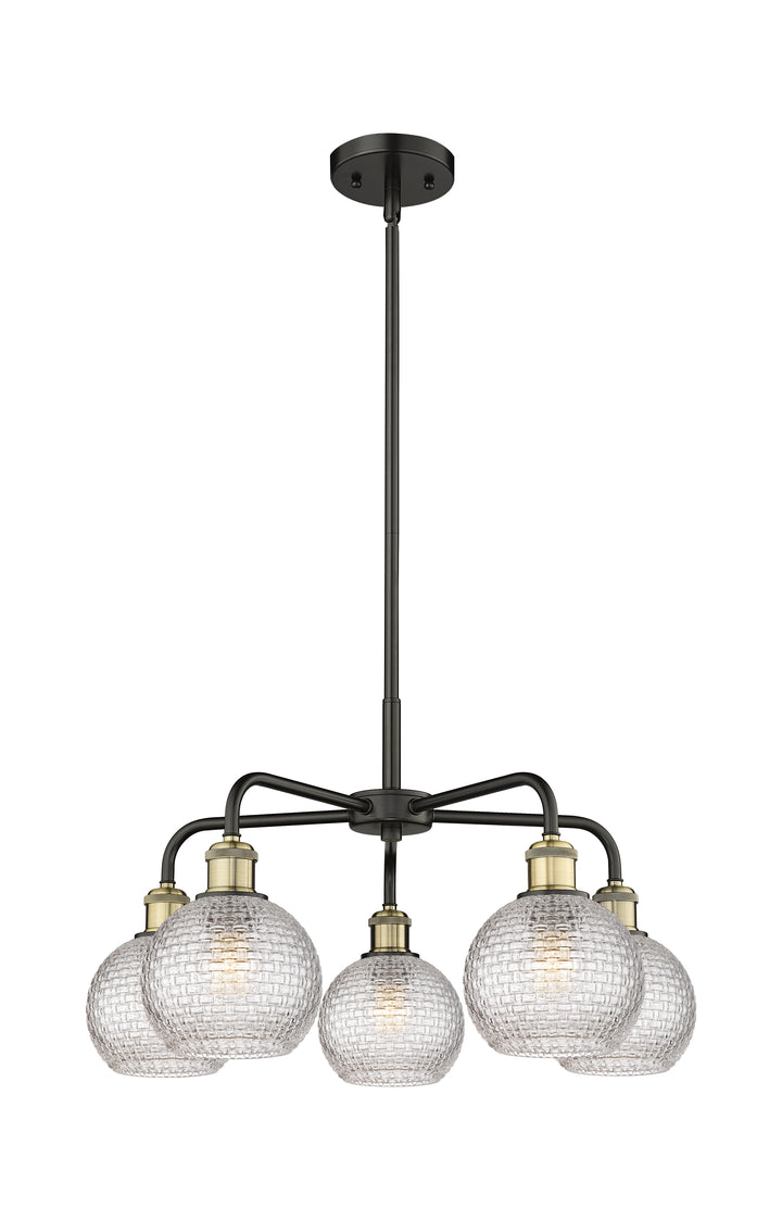 Innovations Lighting Athens 6" Chandelier Chandeliers Innovations Lighting Black Antique Brass Clear Basket Weave ; Glass Type: Clear Basket Weave 