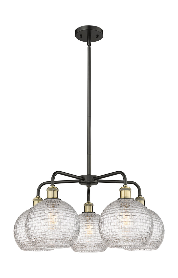 Innovations Lighting Athens 8" Chandelier Chandeliers Innovations Lighting Black Antique Brass Clear Basket Weave ; Glass Type: Clear Basket Weave 