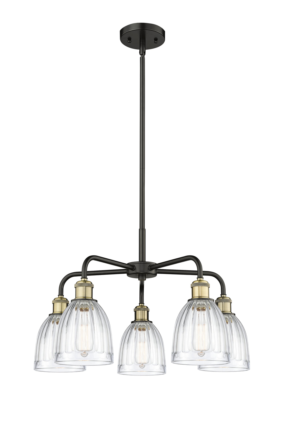 Innovations Lighting Brookfield 6" Chandelier Chandeliers Innovations Lighting Black Antique Brass Clear ; Glass Type: Transparent; Ribbed 