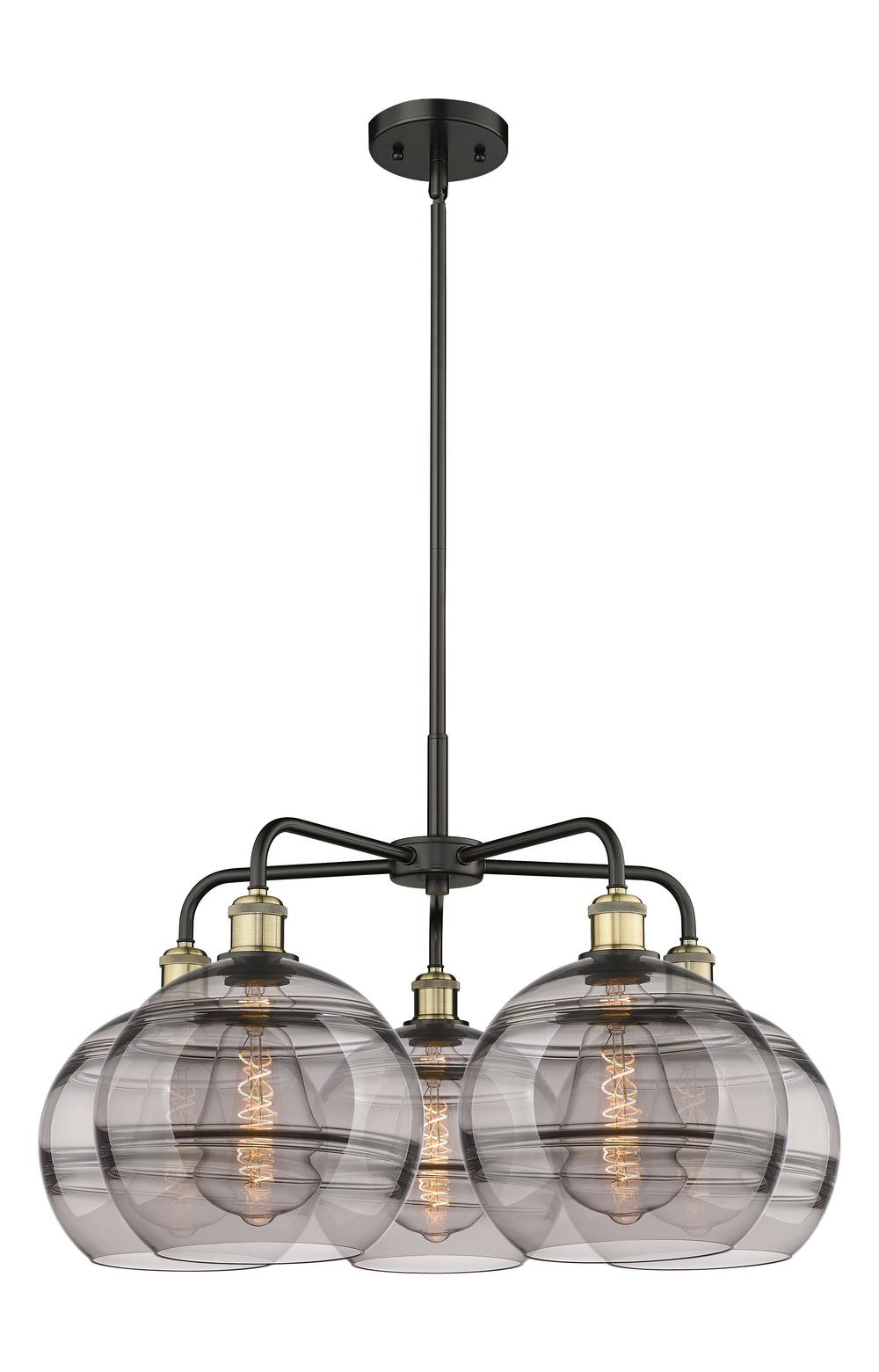 Innovations Lighting Rochester 10" Chandelier - Black Antique Brass Chandeliers Innovations Lighting Light Smoke ; Glass Type: Smoked  