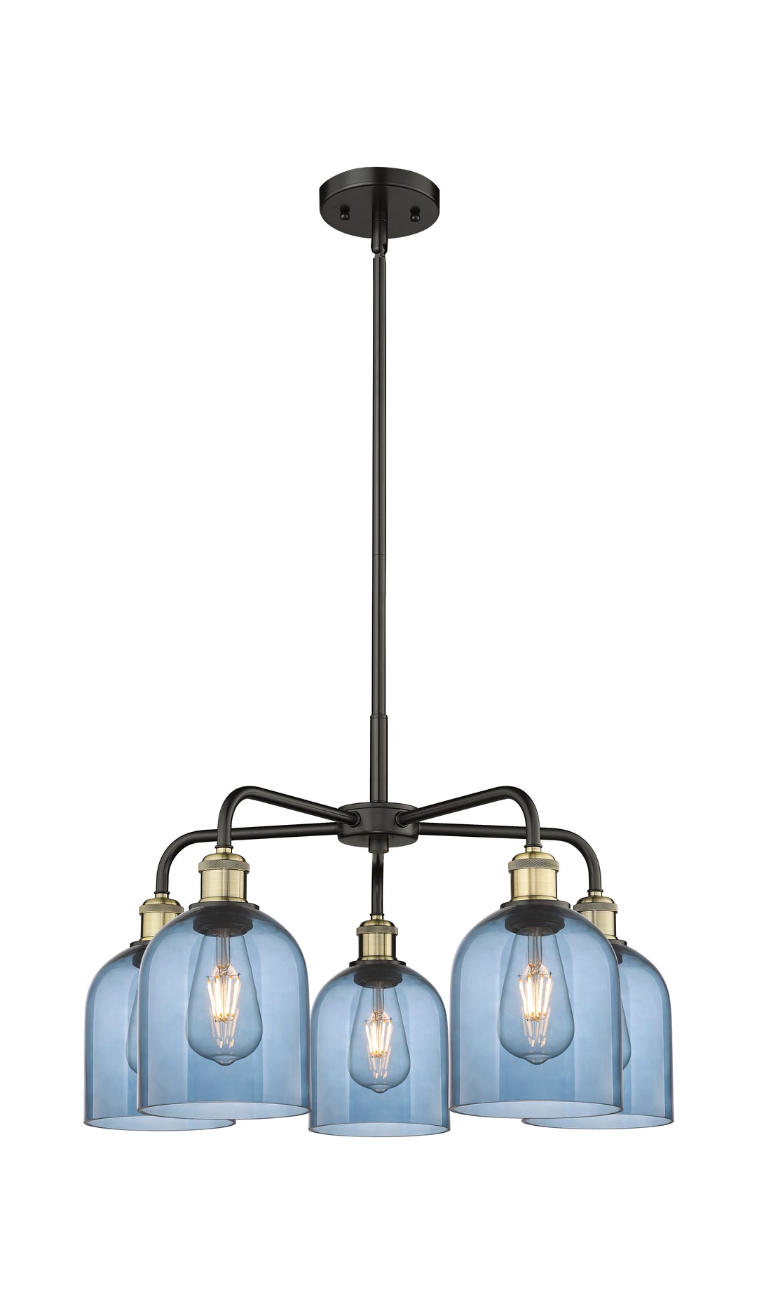 Innovations Lighting Bella 6" Chandelier Chandeliers Innovations Lighting Black Antique Brass Blue  ; Glass Type: Blue 