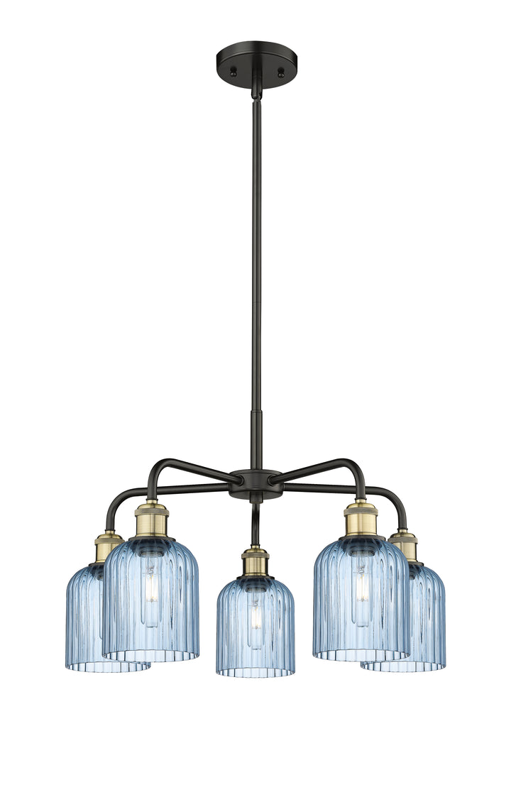 Innovations Lighting Bridal Veil 5" Chandelier Chandeliers Innovations Lighting Black Antique Brass Princess Blue ; Glass Type: Princess Blue; Ribbed 