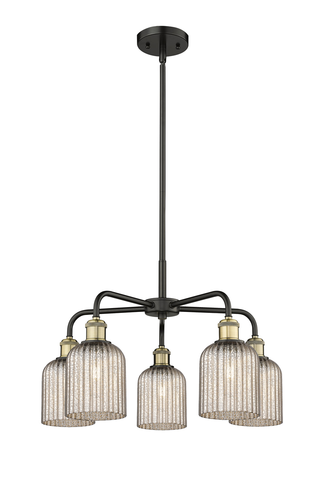 Innovations Lighting Bridal Veil 5" Chandelier Chandeliers Innovations Lighting Black Antique Brass Mercury ; Glass Type: Mercury; Ribbed 