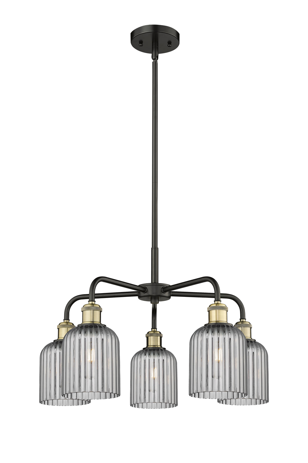 Innovations Lighting Bridal Veil 5" Chandelier Chandeliers Innovations Lighting Black Antique Brass Light Smoke ; Glass Type: Light Smoke; Ribbed 