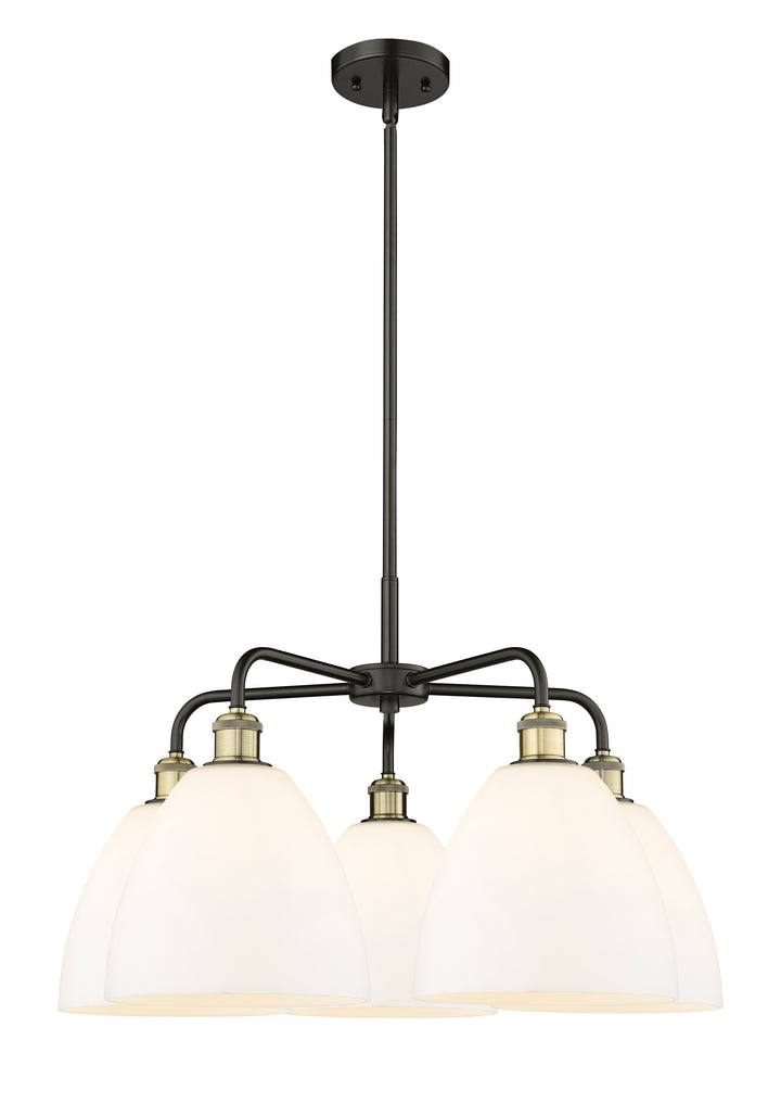 Innovations Lighting Bristol 9" Chandelier Chandeliers Innovations Lighting Black Antique Brass Matte White ; Glass Type: White 