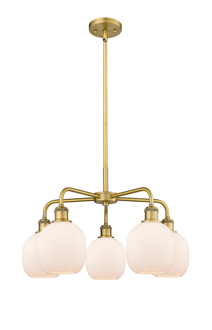 Innovations Lighting Belfast 6" Chandelier Chandeliers Innovations Lighting Brushed Brass Matte White ; Glass Type: White 