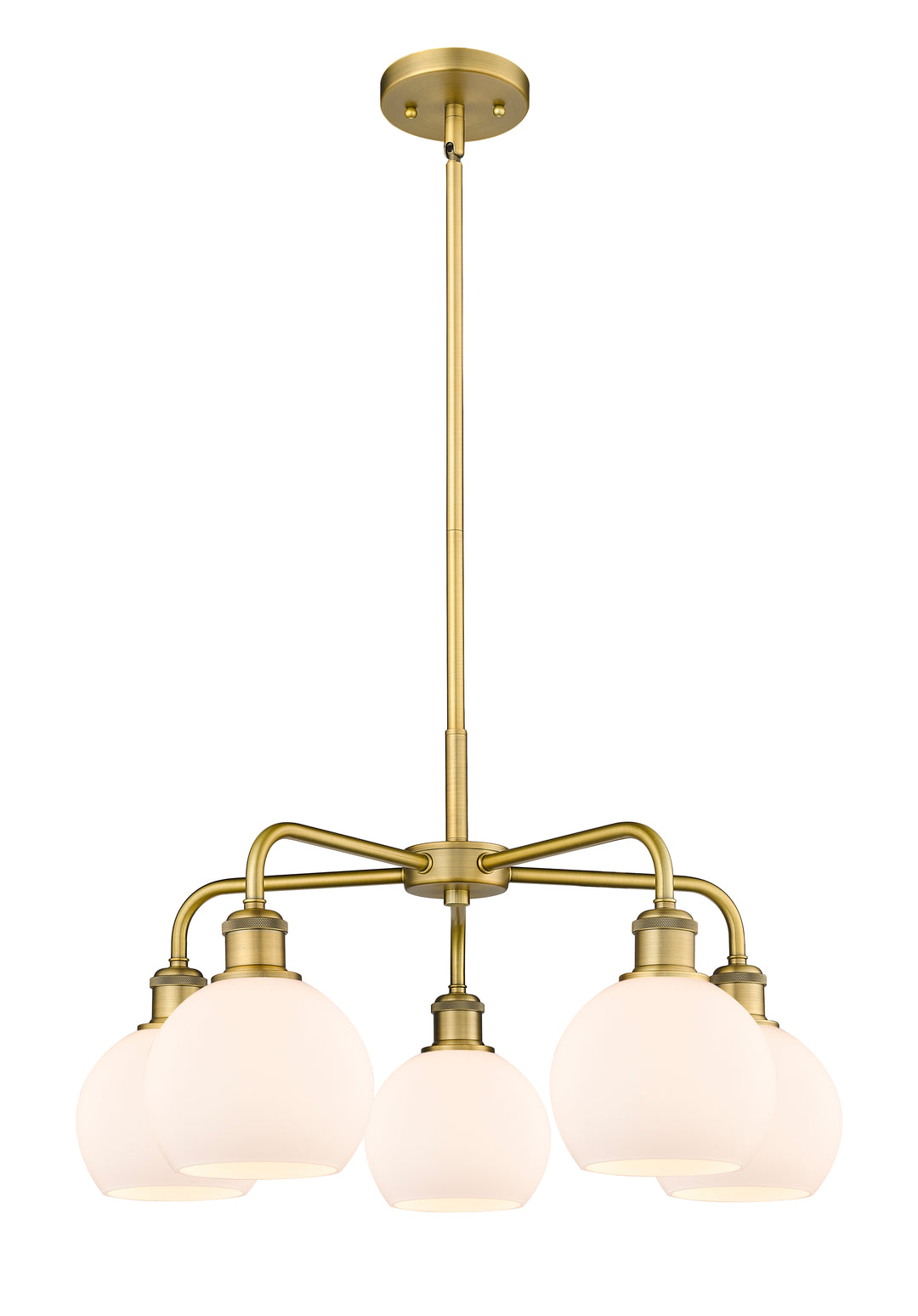 Innovations Lighting Athens 6" Chandelier Chandeliers Innovations Lighting Brushed Brass Matte White ; Glass Type: White 