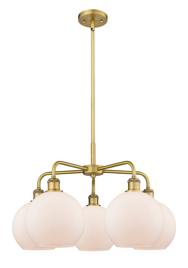 Innovations Lighting Athens 8" Chandelier Chandeliers Innovations Lighting Brushed Brass Matte White ; Glass Type: White 