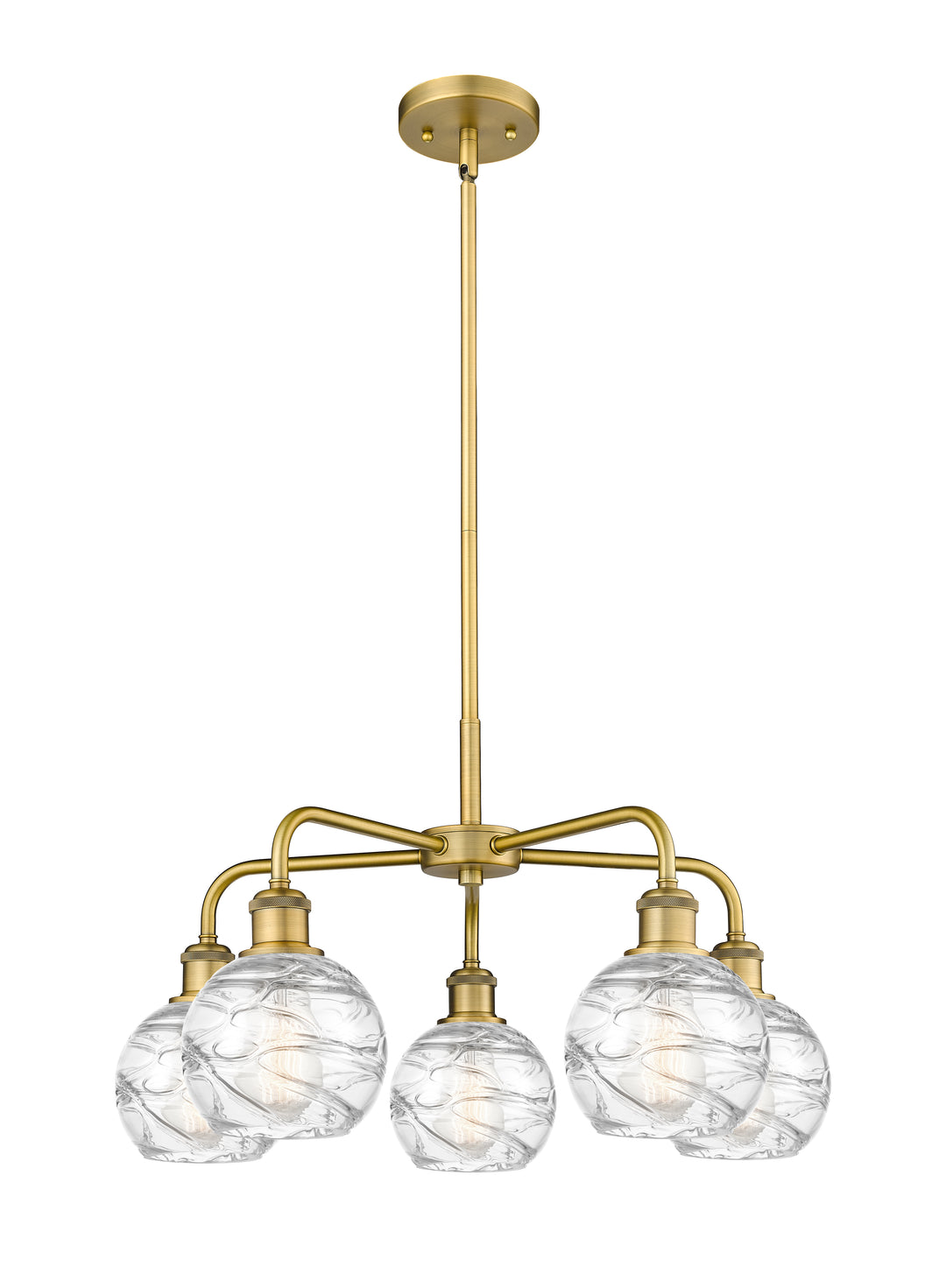 Innovations Lighting Athens Deco Swirl 6" Chandelier Chandeliers Innovations Lighting Brushed Brass Clear Deco Swirl ; Glass Type: Clear 