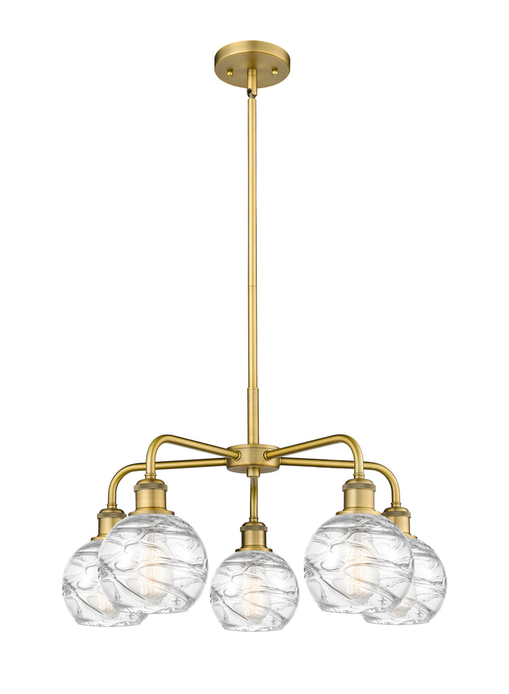 Innovations Lighting Athens Deco Swirl 6" Chandelier Chandeliers Innovations Lighting Brushed Brass Clear Deco Swirl ; Glass Type: Clear 