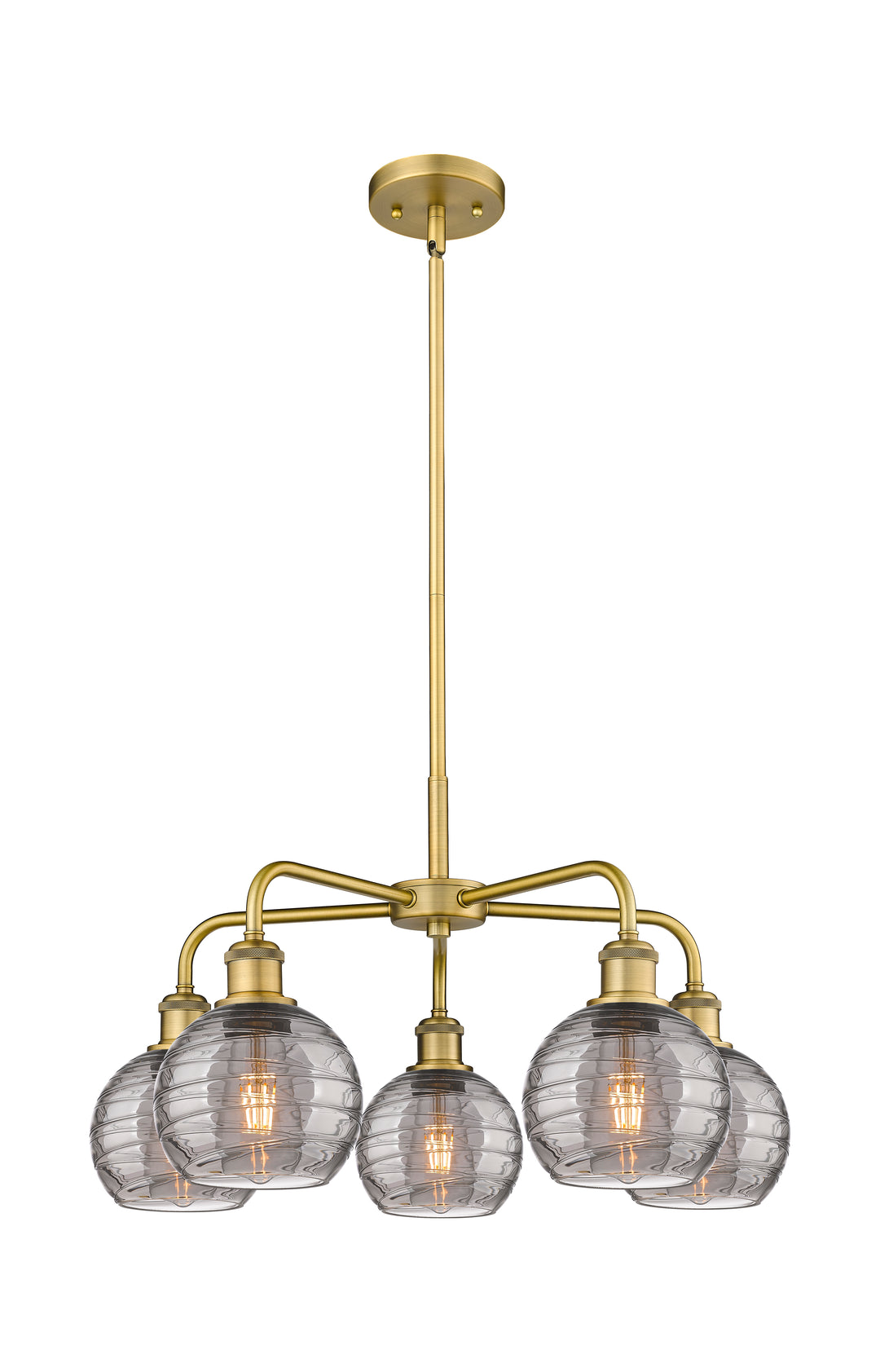 Innovations Lighting Athens Deco Swirl 6" Chandelier Chandeliers Innovations Lighting Brushed Brass Light Smoke Deco Swirl ; Glass Type: Smoked 