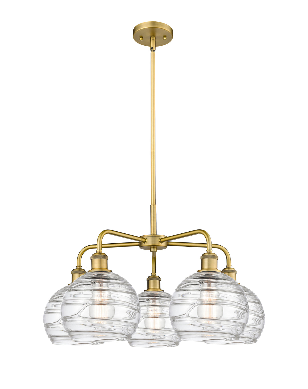 Innovations Lighting Athens Deco Swirl 8" Chandelier Chandeliers Innovations Lighting Brushed Brass Clear Deco Swirl ; Glass Type: Cleat 