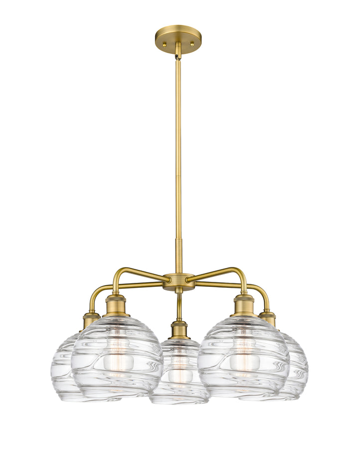 Innovations Lighting Athens Deco Swirl 8" Chandelier Chandeliers Innovations Lighting Brushed Brass Clear Deco Swirl ; Glass Type: Cleat 