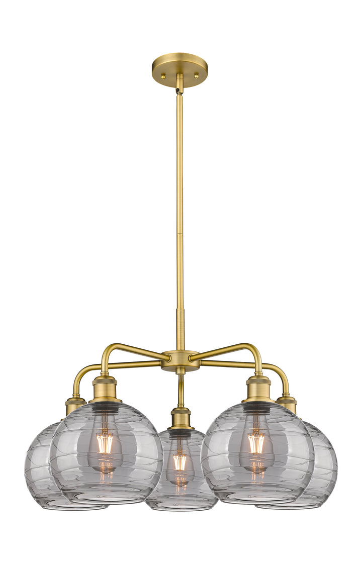 Innovations Lighting Athens Deco Swirl 8" Chandelier Chandeliers Innovations Lighting Brushed Brass Light Smoke Deco Swirl ; Glass Type: Smoked 