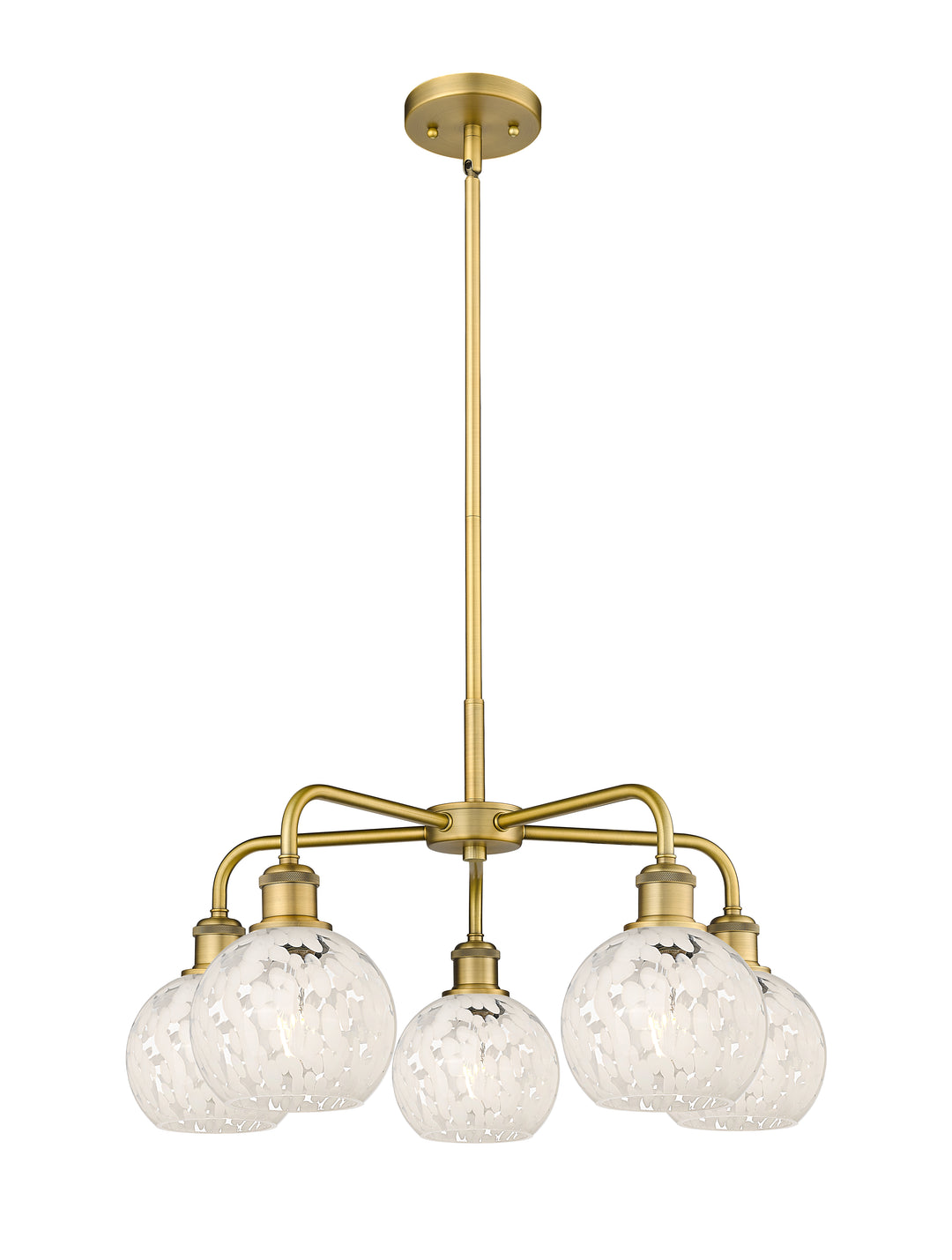 Innovations Lighting White Mouchette 6" Chandelier - Brushed Brass