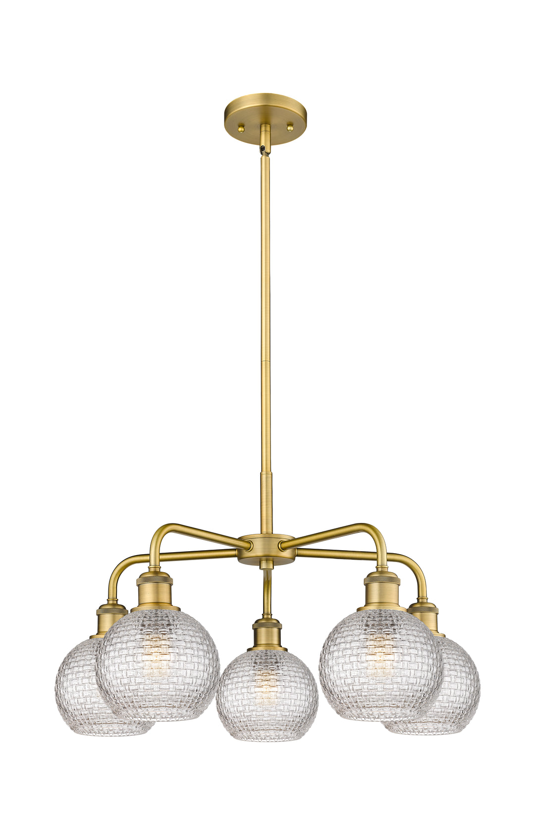 Innovations Lighting Athens 6" Chandelier Chandeliers Innovations Lighting Brushed Brass Clear Basket Weave ; Glass Type: Clear Basket Weave 