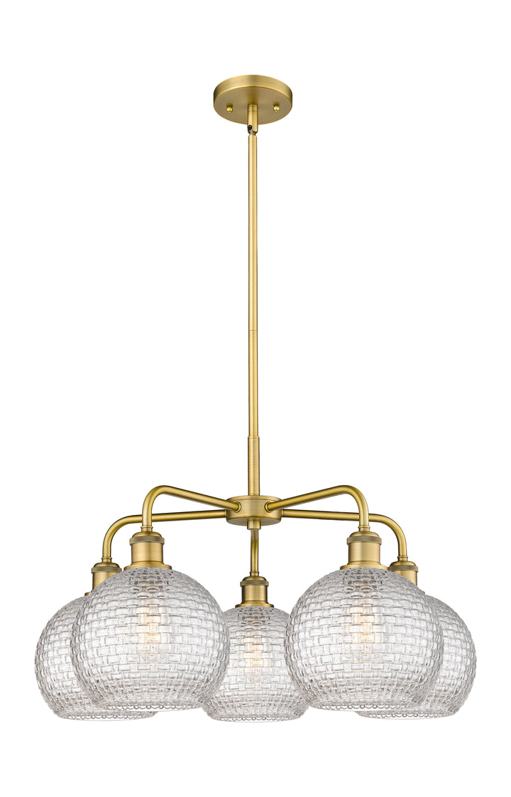 Innovations Lighting Athens 8" Chandelier Chandeliers Innovations Lighting Brushed Brass Clear Basket Weave ; Glass Type: Clear Basket Weave 