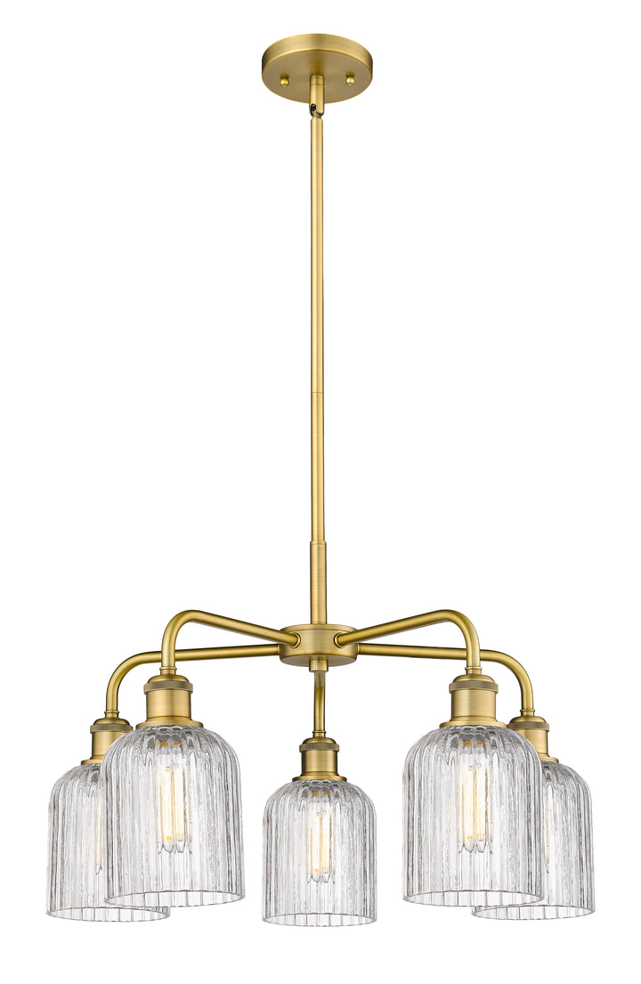 Innovations Lighting Bridal Veil 5" Chandelier Chandeliers Innovations Lighting Brushed Brass Clear ; Glass Type: Clear; Ribbed 