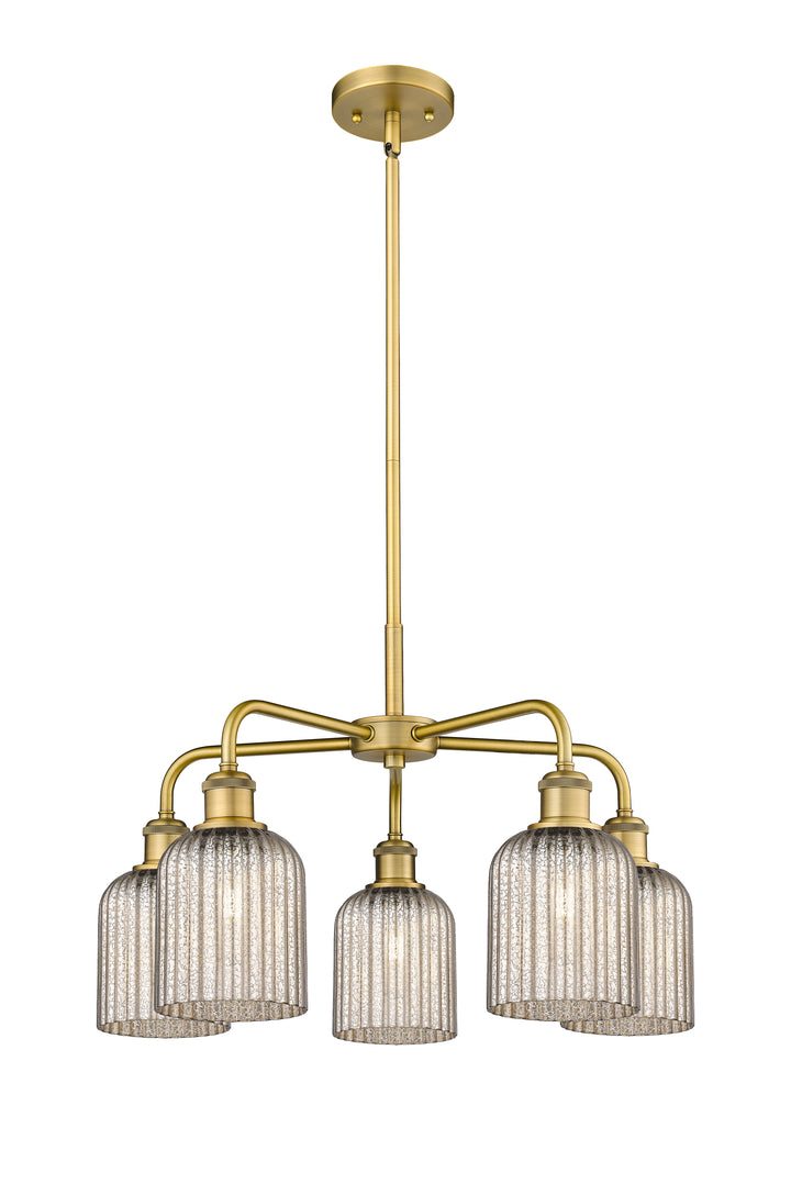 Innovations Lighting Bridal Veil 5" Chandelier Chandeliers Innovations Lighting Brushed Brass Mercury ; Glass Type: Mercury; Ribbed 