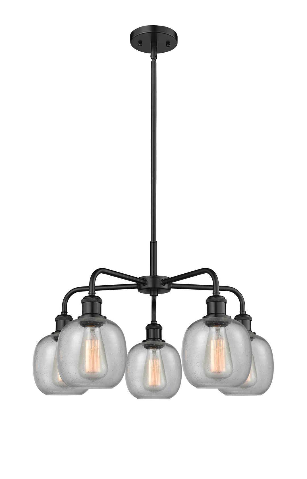 Innovations Lighting Belfast 6" Chandelier Chandeliers Innovations Lighting Matte Black Seedy ; Glass Type: Seeded 