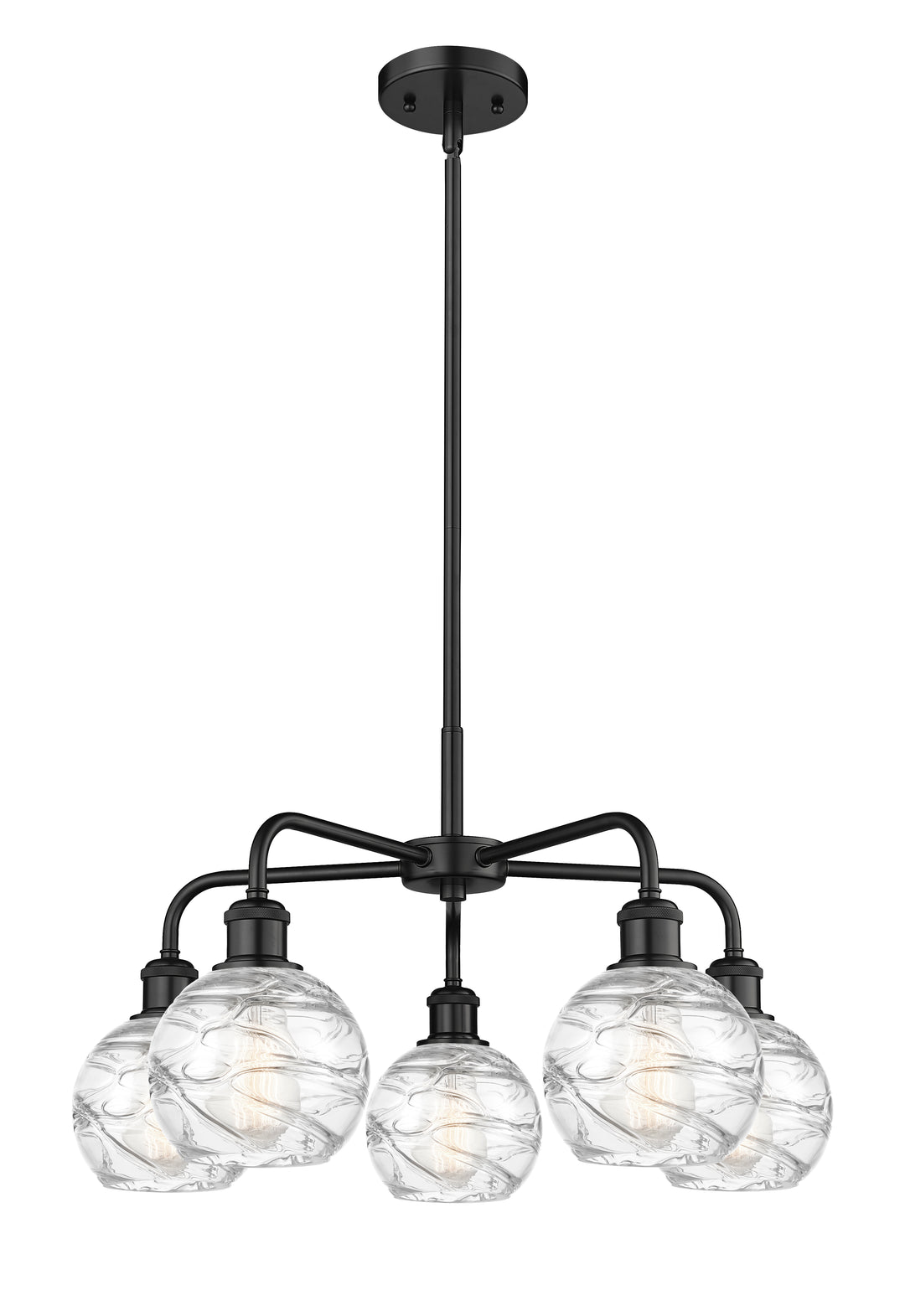 Innovations Lighting Athens Deco Swirl 6" Chandelier Chandeliers Innovations Lighting Matte Black Clear Deco Swirl ; Glass Type: Clear 