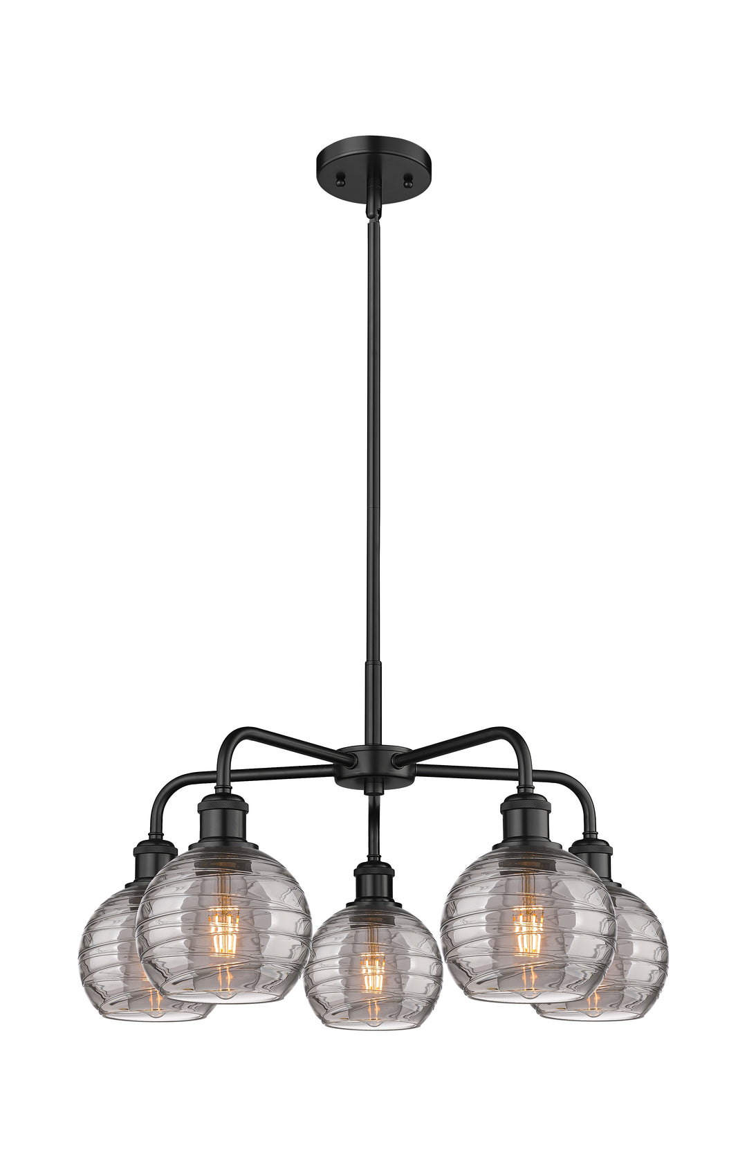 Innovations Lighting Athens Deco Swirl 6" Chandelier Chandeliers Innovations Lighting Matte Black Light Smoke Deco Swirl ; Glass Type: Smoked 