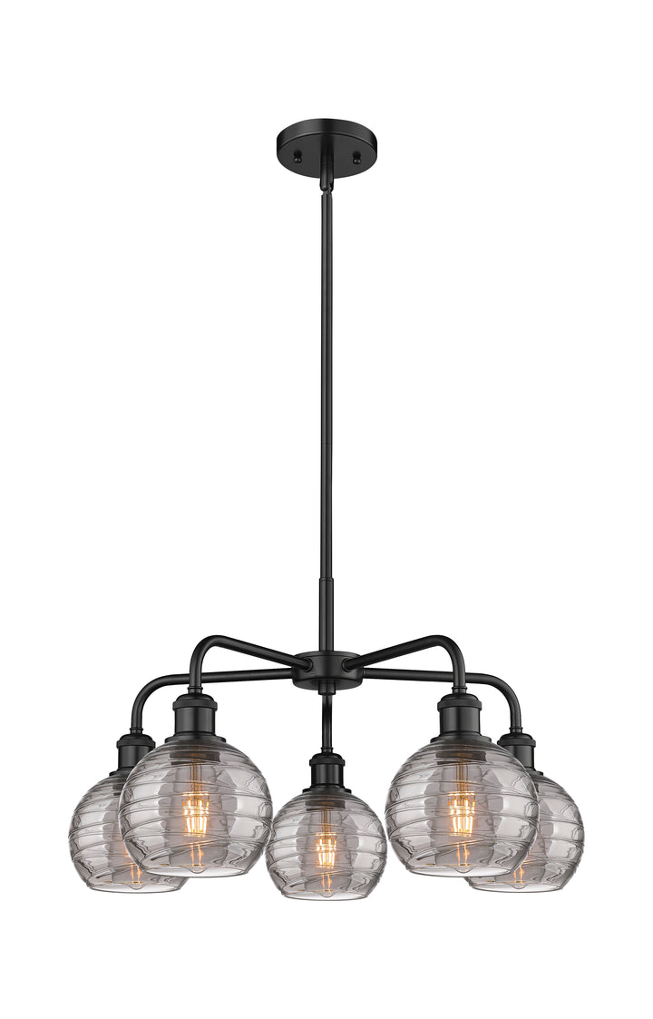 Innovations Lighting Athens Deco Swirl 6" Chandelier Chandeliers Innovations Lighting Matte Black Light Smoke Deco Swirl ; Glass Type: Smoked 