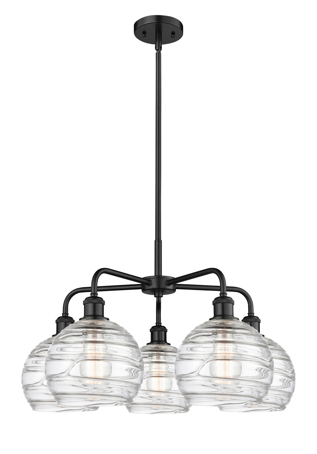 Innovations Lighting Athens Deco Swirl 8" Chandelier Chandeliers Innovations Lighting Matte Black Clear Deco Swirl ; Glass Type: Cleat 