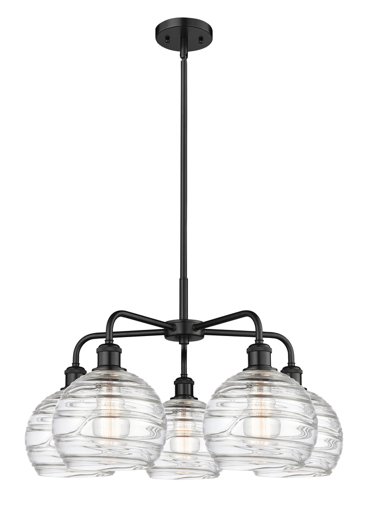 Innovations Lighting Athens Deco Swirl 8" Chandelier Chandeliers Innovations Lighting Matte Black Clear Deco Swirl ; Glass Type: Cleat 