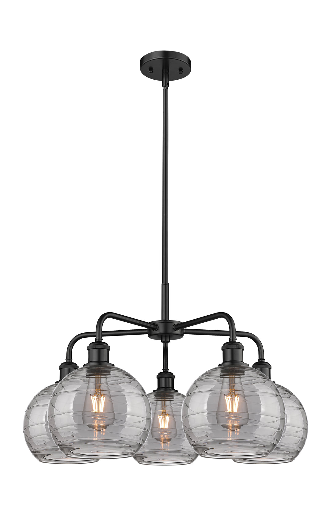 Innovations Lighting Athens Deco Swirl 8" Chandelier Chandeliers Innovations Lighting Matte Black Light Smoke Deco Swirl ; Glass Type: Smoked 