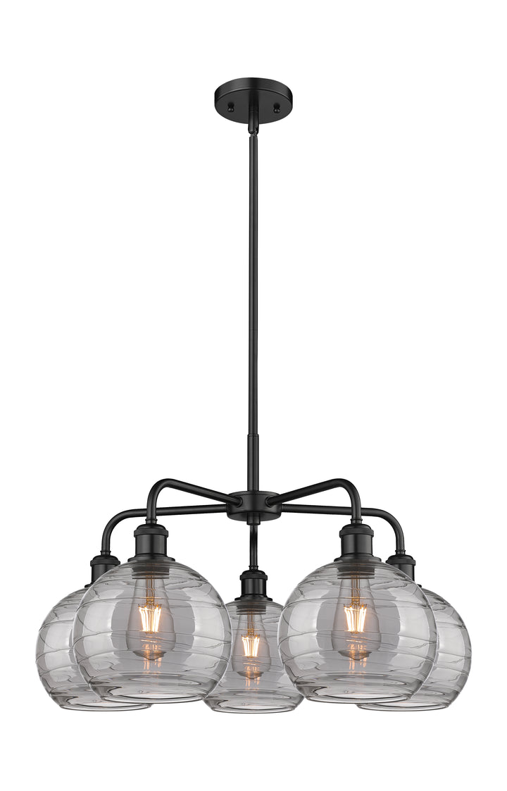 Innovations Lighting Athens Deco Swirl 8" Chandelier Chandeliers Innovations Lighting Matte Black Light Smoke Deco Swirl ; Glass Type: Smoked 