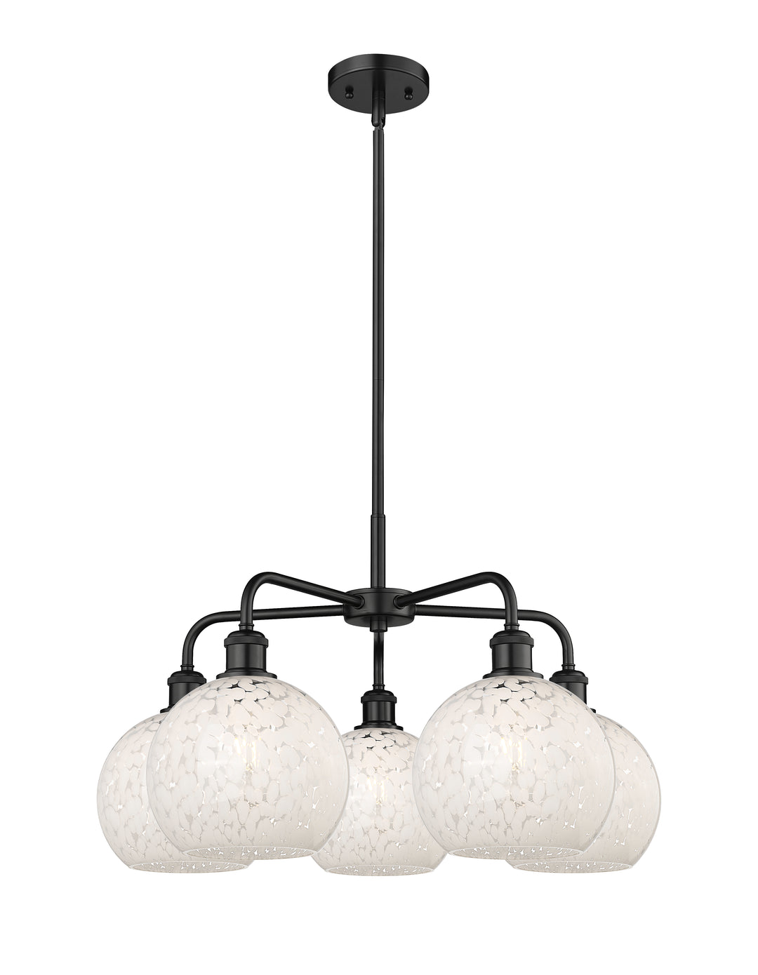 Innovations Lighting White Mouchette 8" Chandelier - Matte Black Chandeliers Innovations Lighting White Mouchette ; Glass Type: White  