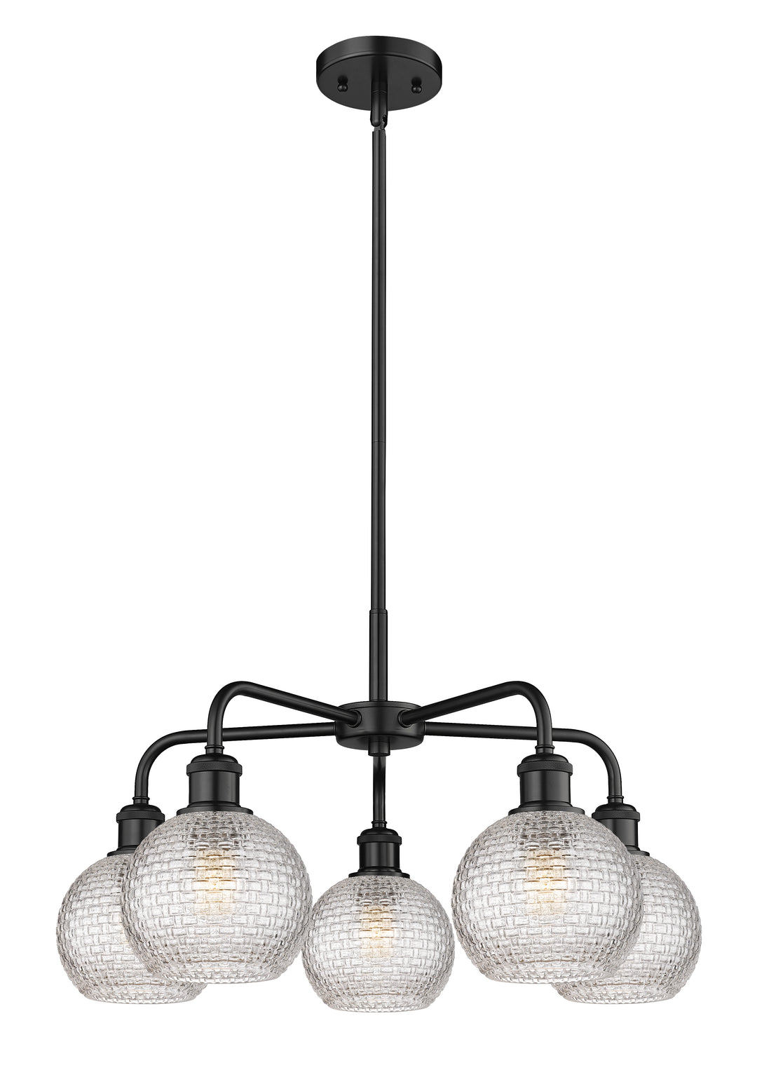 Innovations Lighting Athens 6" Chandelier Chandeliers Innovations Lighting Matte Black Clear Basket Weave ; Glass Type: Clear Basket Weave 